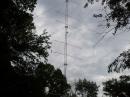 Design concept is 4 cells or bays of two each.  Each half wave stacked pair of 6m7s is the equivalent of a 13 dbd gain antenna (you lose about a half db due to close stack) or a little more than one of my 12.6dbd 11 el 50' boom monsters.  The centers of the bays are at 1.5 wl stacking 20, 50, 80, 110 so are at 1wl, 2.5wl, 4wl and 5.5 wl.   Overall about 19dbd gain. The bays are switchable in any combination with a Stackmaster.